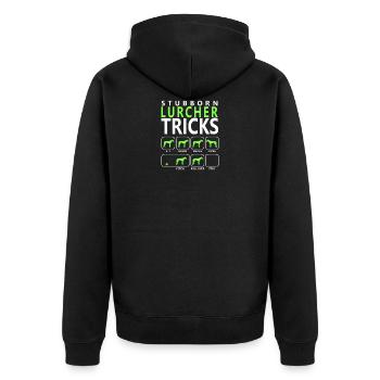 Stubborn Lurcher Tricks - Unisex Premium Organic Zip Hoodie - black - Back - Nico (187cm)