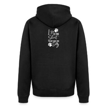 Dog Dog Life is too short to just have one dog - Unisex Premium Organic Zip Hoodie - black - Back - Nico (187cm)