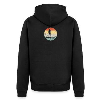 SUP Standup Paddleboard Retro Look Geschenk - Unisex Premium Bio Zip Hoodie - Schwarz - Hinten - Nico (187cm)