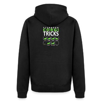 Stubborn Corgi Tricks - Unisex Premium Organic Zip Hoodie - black - Back - Nico (187cm)