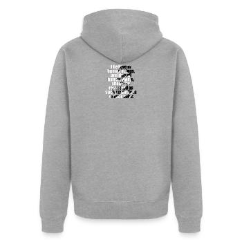 Phrases contre le racisme - Veste à capuche bio Premium Unisexe - gris chiné - Dos - Nico (187cm)
