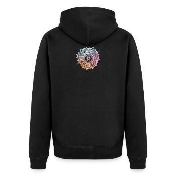 Sonnenblume - Unisex Premium Bio Zip Hoodie - Schwarz - Hinten - Nico (187cm)