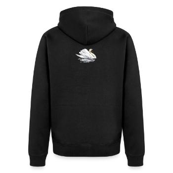 Schwan - Unisex Premium Bio Zip Hoodie - Schwarz - Hinten - Nico (187cm)