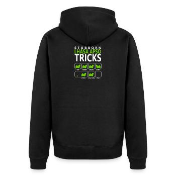 Stubborn Lhasa Apso Tricks - Unisex Premium Organic Zip Hoodie - black - Back - Nico (187cm)