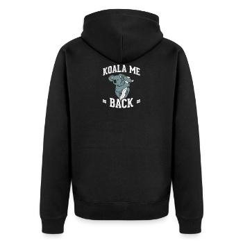 Meme Koala Design Quote Koala Me Back - Unisex Premium Bio Zip Hoodie - Schwarz - Hinten - Nico (187cm)