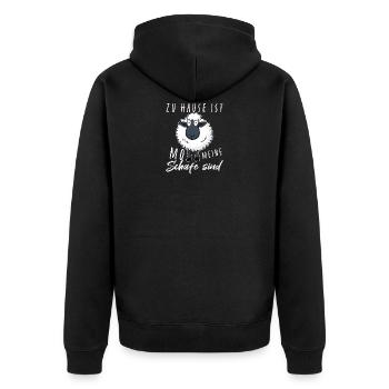 Zuhause ist wo meine Schafe sind I T-Shirt - Unisex Premium Bio Zip Hoodie - Schwarz - Hinten - Nico (187cm)