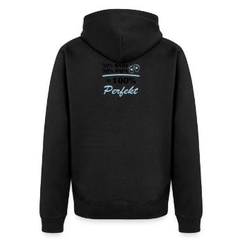 50 mama 50 papa 100 perfekt - Unisex Premium Bio Zip Hoodie - Schwarz - Hinten - Nico (187cm)