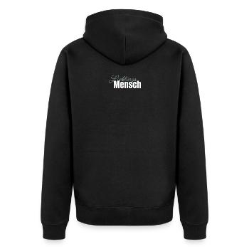 Lieblingsmensch - Unisex Premium Bio Zip Hoodie - Schwarz - Hinten - Nico (187cm)