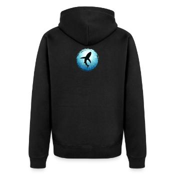 Shark shadow silhouette sea ocean shark diving A - Unisex Premium Organic Zip Hoodie - black - Back - Nico (187cm)