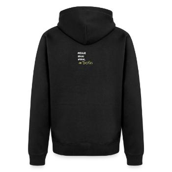 Delfin! Eule Hai Wal - Unisex Premium Bio Zip Hoodie - Schwarz - Hinten - Nico (187cm)