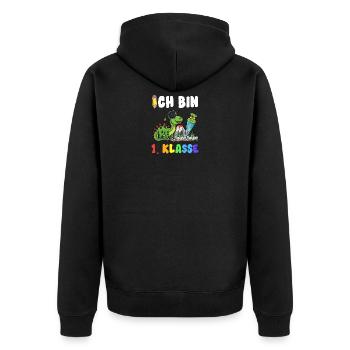 Ich Bin 1. Klasse Dino Dinosaurier Saurier Dinos - Unisex Premium Bio Zip Hoodie - Schwarz - Hinten - Nico (187cm)