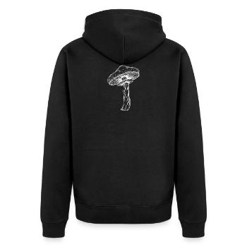 Colorful Herbs Graphic Design Mushroom Art - Unisex Premium Bio Zip Hoodie - Schwarz - Hinten - Nico (187cm)