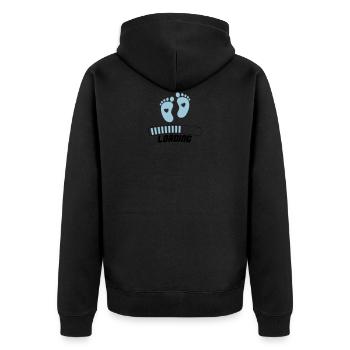 baby loading 002 - Unisex Premium Bio Zip Hoodie - Schwarz - Hinten - Nico (187cm)