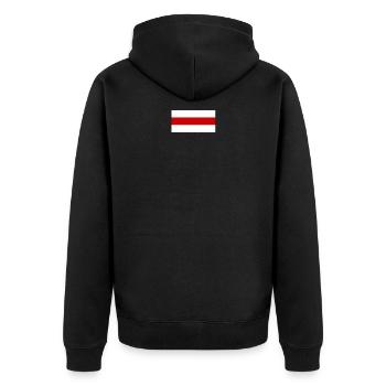 Freies Weißrussland Free Belarus - Unisex Premium Bio Zip Hoodie - Schwarz - Hinten - Nico (187cm)