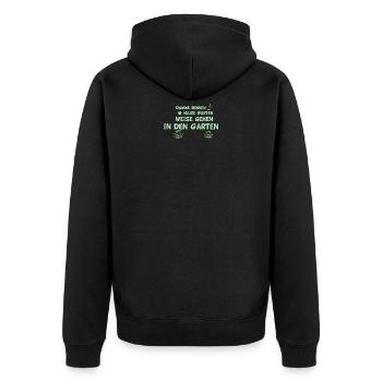 dumme rennen weise gehen in den Garten - Unisex Premium Bio Zip Hoodie - Schwarz - Hinten - Nico (187cm)