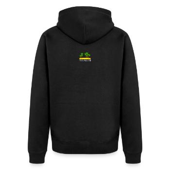 I'm on vacation | Ich bin im Urlaub - Unisex Premium Bio Zip Hoodie - Schwarz - Hinten - Nico (187cm)