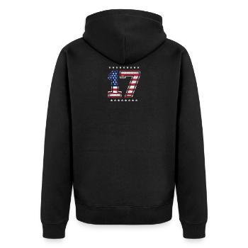 Patriot Number 17 - Unisex Premium Organic Zip Hoodie - black - Back - Nico (187cm)
