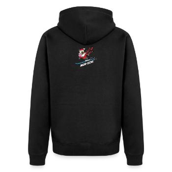 Muh-Schi Cow on Skis Winter Sports Ski Design | - Unisex Premium Organic Zip Hoodie - black - Back - Nico (187cm)