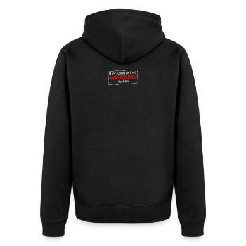 Hier könnte deine Werbung stehen - Unisex Premium Bio Zip Hoodie - Schwarz - Hinten - Nico (187cm)