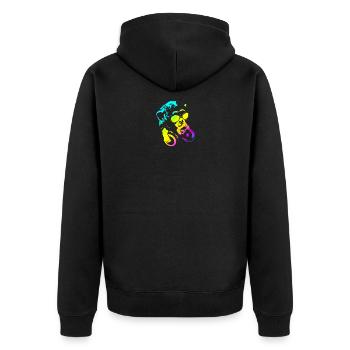 schimpanse kopfhörer affe musik geschenk - Unisex Premium Bio Zip Hoodie - Schwarz - Hinten - Nico (187cm)