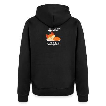 Offizielles Schlafshirt Fuchs Design Geschenk - Unisex Premium Bio Zip Hoodie - Schwarz - Hinten - Nico (187cm)