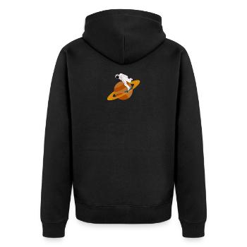 Astronaut Skateboard Saturn Ringe Weltall Geschenk - Unisex Premium Bio Zip Hoodie - Schwarz - Hinten - Nico (187cm)