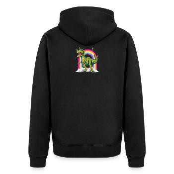 DINOCORN MAGIC MEME DINOSAUR UNICORN FANS KIDS - Unisex Premium Bio Zip Hoodie - Schwarz - Hinten - Nico (187cm)