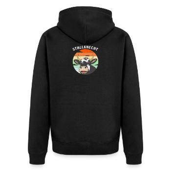 STALLKNECHT KUH HINTERGRUND VINTAGE - Unisex Premium Bio Zip Hoodie - Schwarz - Hinten - Nico (187cm)