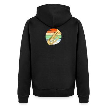 TUBA HINTERGRUND - Unisex Premium Bio Zip Hoodie - Schwarz - Hinten - Nico (187cm)