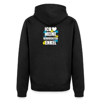 Liebe - Enkel - Unisex Premium Bio Zip Hoodie - Schwarz - Hinten - Nico (187cm)