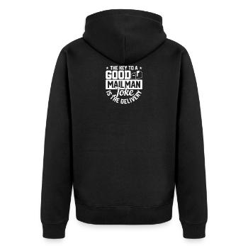 A GOOD MAILMAN JOKE GIFTS FOR POSTMEN, - Unisex Premium Organic Zip Hoodie - black - Back - Nico (187cm)