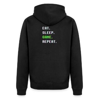 Eat Sleep Game Répéter - Veste à capuche bio Premium Unisexe - noir - Dos - Nico (187cm)