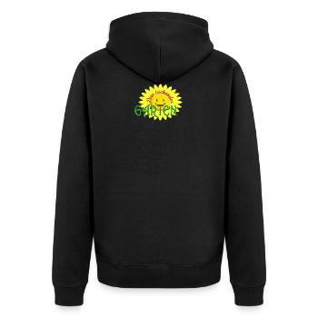 Dein lachender Garten - Unisex Premium Bio Zip Hoodie - Schwarz - Hinten - Nico (187cm)