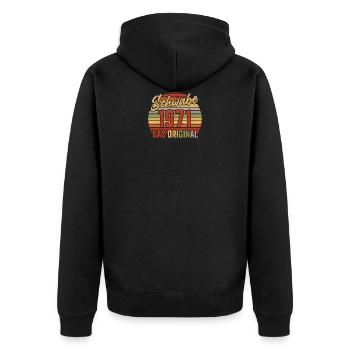 Schwaben Schwäbisch 50. Geburtstag 1971 - Unisex Premium Bio Zip Hoodie - Schwarz - Hinten - Nico (187cm)