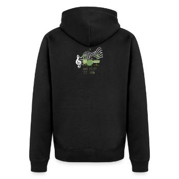 schlagzeug ja das muss so laut witziger Spruch - Unisex Premium Bio Zip Hoodie - Schwarz - Hinten - Nico (187cm)