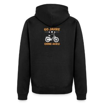 60. Geburtstag Biker Mountainbike 60. Jahre - Unisex Premium Bio Zip Hoodie - Schwarz - Hinten - Nico (187cm)