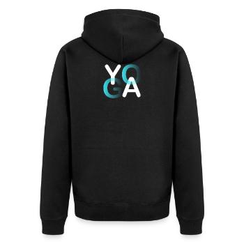 Yoga - Unisex Premium Bio Zip Hoodie - Schwarz - Hinten - Nico (187cm)