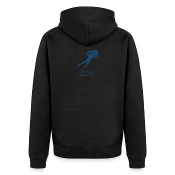 Eisschnelllauf Wintersport Schlittschuh Shorttrack - Unisex Premium Bio Zip Hoodie - Schwarz - Hinten - Nico (187cm)