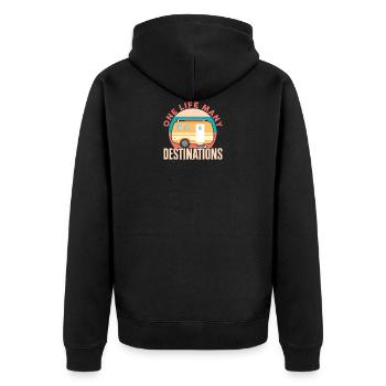 Camping design pour camper campeur cool - Veste à capuche bio Premium Unisexe - noir - Dos - Nico (187cm)