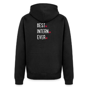 best intern ever - Unisex Premium Bio Zip Hoodie - Schwarz - Hinten - Nico (187cm)