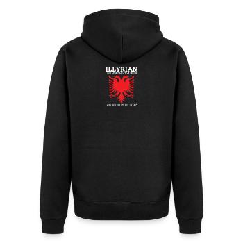 Albanischer Adler Kosovo Armee Albanien Albaner - Unisex Premium Bio Zip Hoodie - Schwarz - Hinten - Nico (187cm)