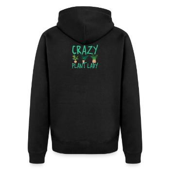 Funny Gardening Botanical Crazy Plant Lady - Unisex Premium Bio Zip Hoodie - Schwarz - Hinten - Nico (187cm)