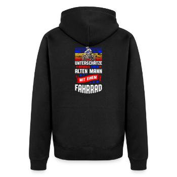 Ne jamais sous-estimer un vieil homme - Veste à capuche bio Premium Unisexe - noir - Dos - Nico (187cm)