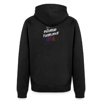 Motorrad Opa Biker Motorradfahrer Geschenk - Unisex Premium Bio Zip Hoodie - Schwarz - Hinten - Nico (187cm)
