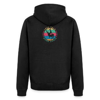 Rock Climbing Less Talk More Chalk Bouldering - Unisex Premium Organic Zip Hoodie - black - Back - Nico (187cm)