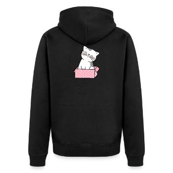 Carton de chat mignon - Veste à capuche bio Premium Unisexe - noir - Dos - Nico (187cm)