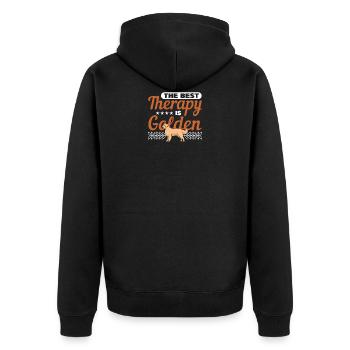 Golden Retriever Geschenke für Retriever Besitzer - Unisex Premium Bio Zip Hoodie - Schwarz - Hinten - Nico (187cm)