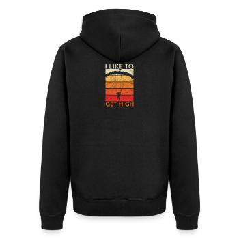 Funny Skydiving I Like To Get High Skydiver - Unisex Premium Bio Zip Hoodie - Schwarz - Hinten - Nico (187cm)