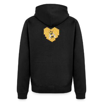 Biene Imker Bienenzüchter Bienenwaben Illustration - Unisex Premium Bio Zip Hoodie - Schwarz - Hinten - Nico (187cm)