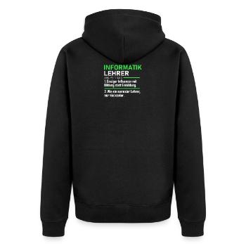 Informatik Lehrer Lehrerin Schule Abschieds Beruf - Unisex Premium Bio Zip Hoodie - Schwarz - Hinten - Nico (187cm)